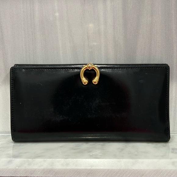 Gucci Handbags - GUCCI Black Horsebit Leather Long Wallet